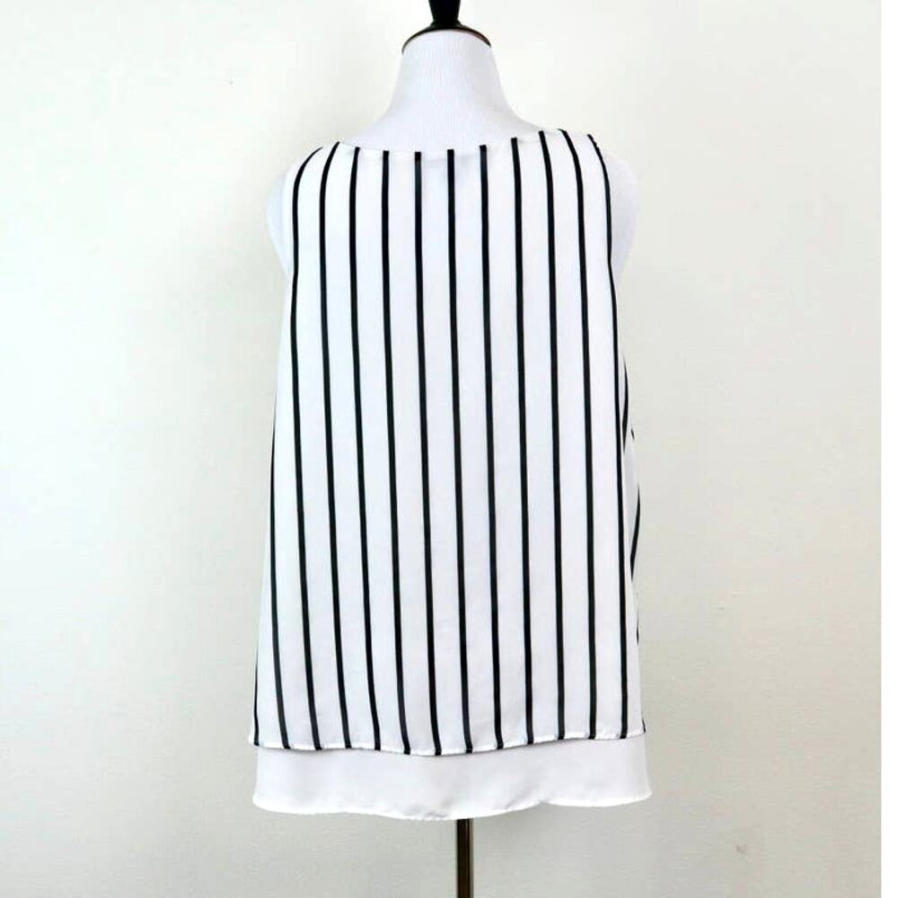 Torrid Size 2X Georgette Layer Blouse Swing Tank Stripe White Black - Picture 7 of 12